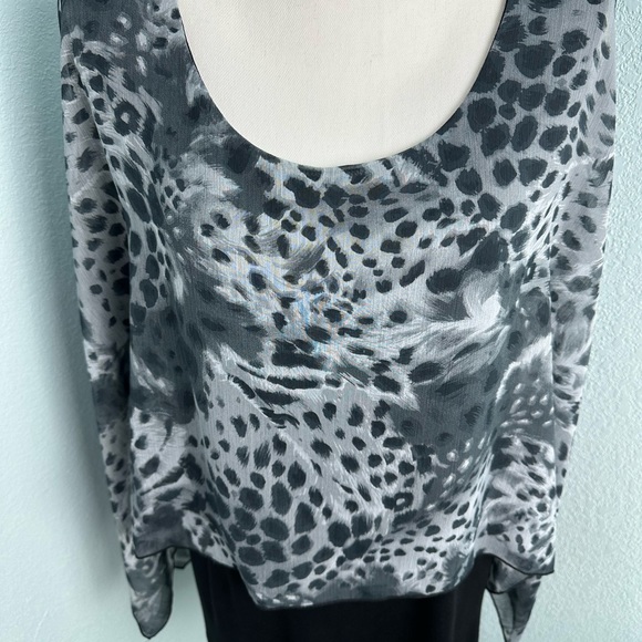 Cha Cha Venta 1X Animal Print Layover Black Sleeveless Tank Scoop Neck - Picture 4 of 12